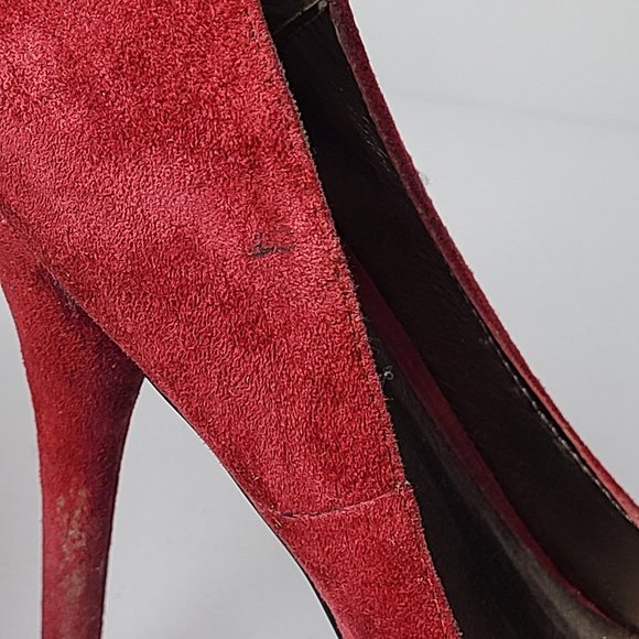 Red Leather Suede Zigi Soho Platform Heels sz 6 'S - Picture 7 of 10